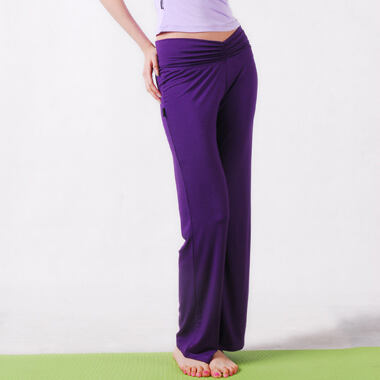 奈尔瑜伽 褶皱腰长裤 L923 富贵紫