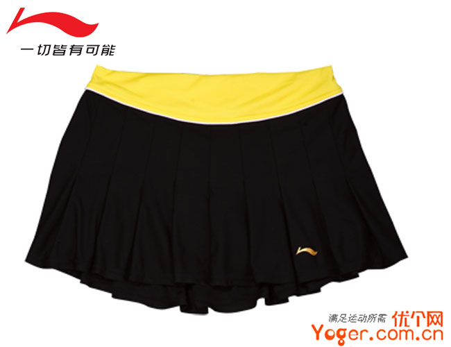 李宁女款黑橙羽毛球短裙1DPC752-1，特价