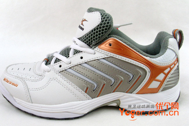 凯胜Kason GS95女士羽毛球鞋，白灰橙色版