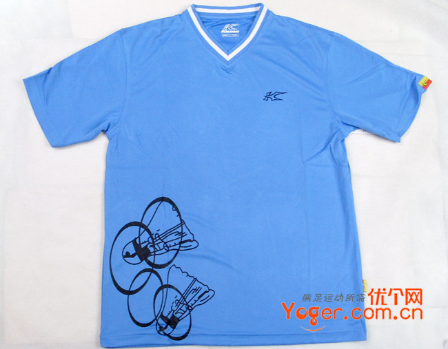 凯胜KA1705-002蓝色V领T恤 男款