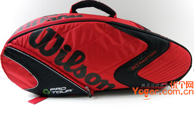 Wilson维尔胜 WRZ6002红色款双肩六支装网球包，有专用水壶袋