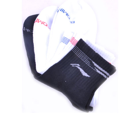 李宁AWSG015-1男款羽毛球袜（三双装，Y跟塑型）