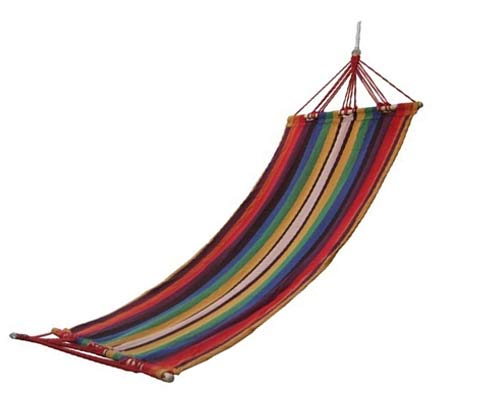 多为加厚帆布长杆吊床Dowell ND-5218条纹色，享受户外秋千，送绑绳