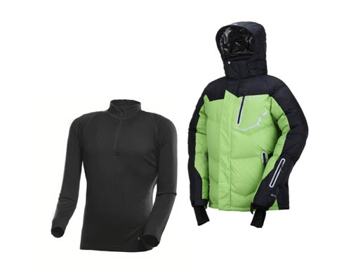 滑雪必备服装套餐（谷瑞盟绿色保暖透气滑雪服+LA黑色美丽诺羊毛内衣