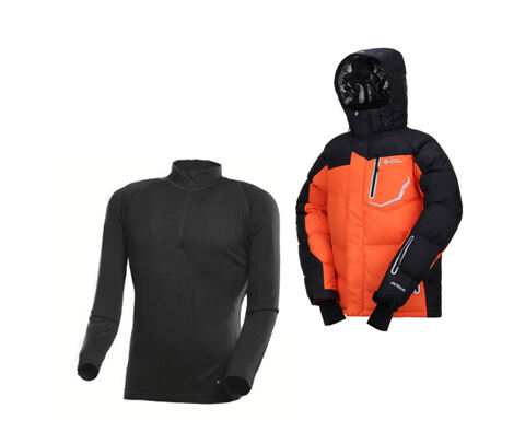 滑雪必备服装套餐（谷瑞盟橙色保暖透气滑雪服+LA黑色美丽诺羊毛内衣