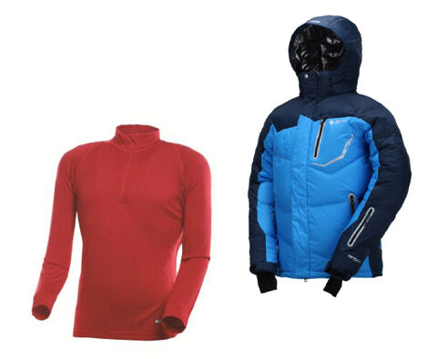 滑雪必备服装套餐（谷瑞盟蓝色保暖透气滑雪服+LA红色美丽诺羊毛内衣
