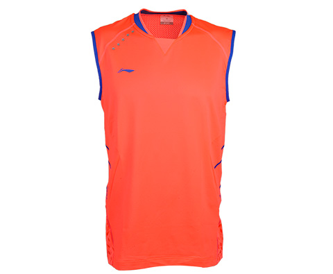 李宁AVSK129-2男款橙红羽毛球背心（国家赞助款，15年全英赛国羽战衣）