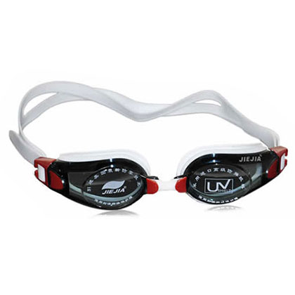 捷佳AH100平光泳镜 黑红时尚男女通用防水防雾舒适简约盒装泳镜高清
