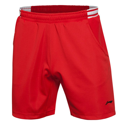 李宁AAPL007-1男款羽毛球短裤 国旗红（2016年国家队全英赛比赛短裤）