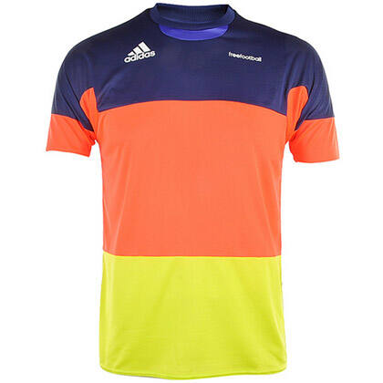 Adidas阿迪达斯足球T恤 蓝/橙/绿（S09010，FF SS TR 足球针织比赛短袖T恤）