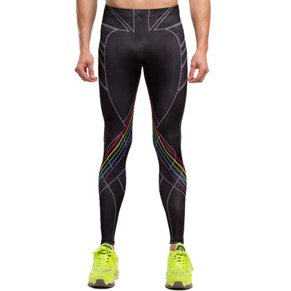 范斯蒂克压缩裤（AWJAWJSCK-2015023）男士跑步压缩紧身长裤 彩虹印花