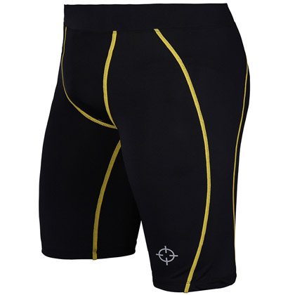 准者梯度压缩短裤 黑黄色（YSK-002，吸湿排汗，紧身运动短裤）