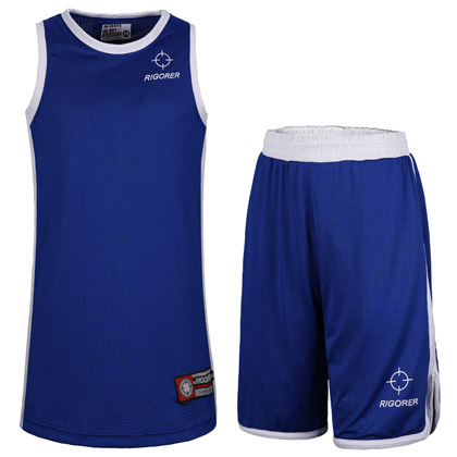 准者复古篮球服套装 蓝白（YK-55，吸汗速干透气可定制套装）