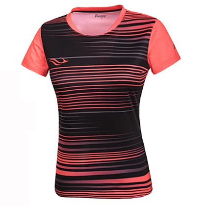 波力Bonny女款羽毛球服1CTL16012 黑色/橘红（光速印花，运动旋风）