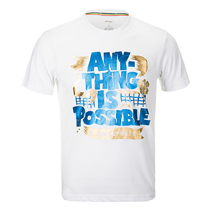 李宁短袖T恤 AHSL497-2 白色 男款里约奥运会纪念T恤