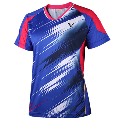胜利VICTOR短袖T恤 T-6600F女款 蓝色 韩国国家队里约奥运战衣