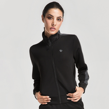 范斯蒂克 女款跑步长袖 运动外套 FBF715101 黑色 （简洁有型，舒适百搭）