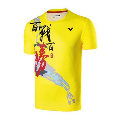 胜利VICTOR 羽毛球T恤 T-70024E 黄色（百战百胜文化衫）