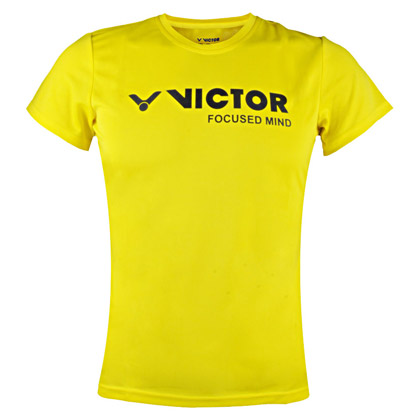 胜利VICTOR短袖T恤 T-6127E 女款 明黄色（吸汗速干圆领运动衫）