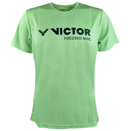 胜利VICTOR短袖T恤 T-6027R 中性款 粉绿色（吸汗速干圆领运动衫）