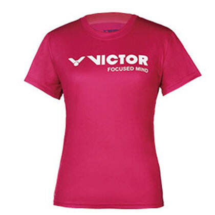 胜利VICTOR短袖T恤 T-6127Q 女款 玫红（吸汗速干圆领运动衫）