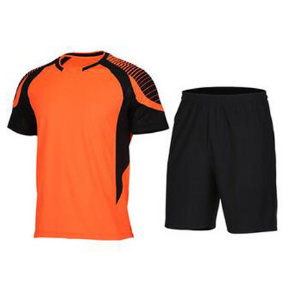 范斯蒂克 男款短袖跑步服 速干运动套装 橙黑拼色（渐变印花，漫威主角既视感）