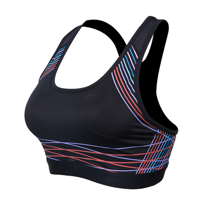 范斯蒂克 速干跑步胸衣 健身运动文胸 FBF70401红蓝流光（包裹支撑，高强度防震）