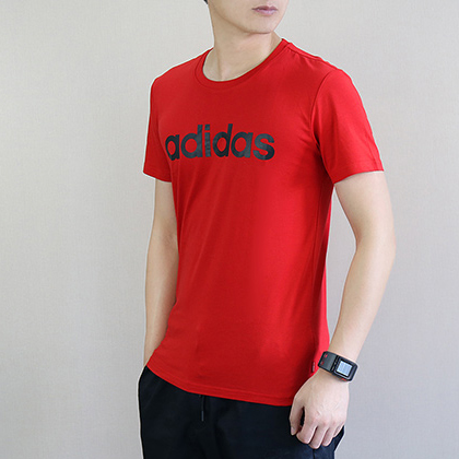 Adidas 阿迪达斯 男款运动T恤 短袖上衣 CV9322 红色（简约LOGO，经典百搭）
