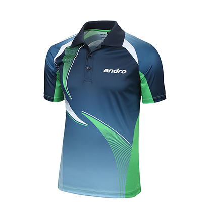 岸度Andro乒乓球服 17新款男士T恤 302365 绿蓝色吸湿排汗