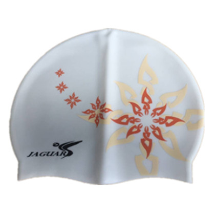 捷佳CP218B白色花纹泳帽（简约时尚，超高性价比，游泳必备之选）