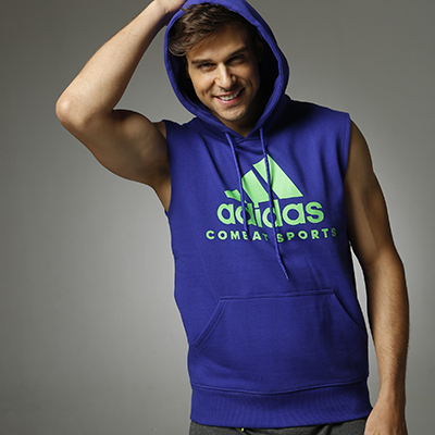 阿迪达斯Adidas ADICHCS/WS 针织连帽无袖卫衣针织运动服秋季外套 蓝绿款
