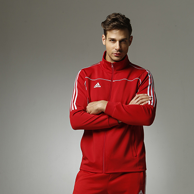 阿迪达斯Adidas TR-40 跑步运动外套男女休闲款针织立领夹克  红色款