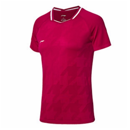李宁比赛上衣 AAYP026-3 女款 新海棠红 全英大赛球迷款