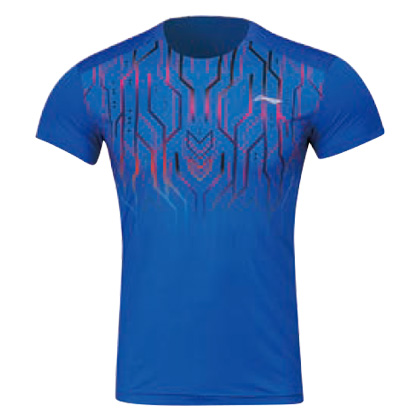 李宁比赛上衣 AAYP044-1 女 晶蓝色短袖T恤（科技感反光，TPU印花）