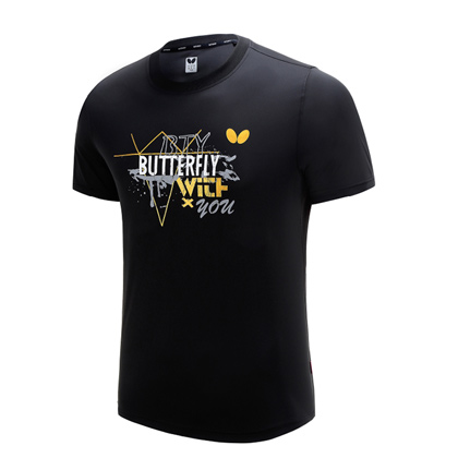 蝴蝶Butterfly BWH-826-02 黑色乒乓短袖T恤 男女通用