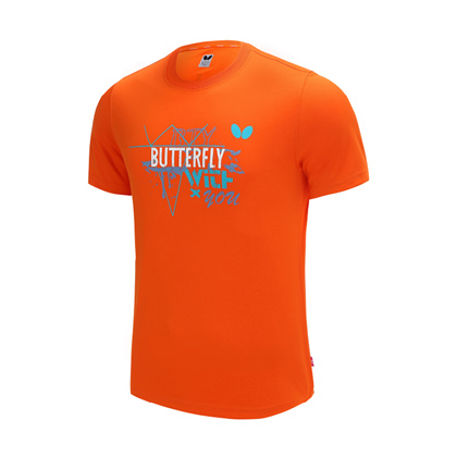 蝴蝶Butterfly BWH-826-06 橙色乒乓短袖T恤 男女通用