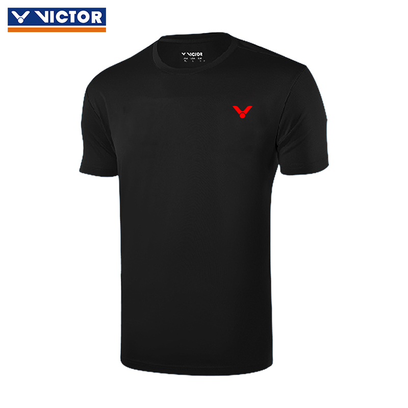 胜利victor 羽毛球服男女款运动T恤威克多羽毛球短袖 90022C 黑色