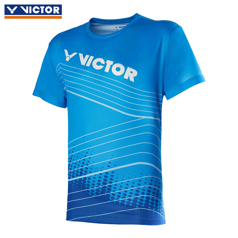 胜利VICTOR 羽毛球服 运动短袖透气舒适不粘身时尚新款 00010M 夏威夷蓝 男女通用款