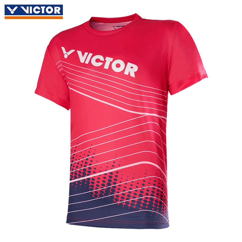 胜利VICTOR 羽毛球服 运动短袖透气舒适不粘身时尚新款 00010Q 玫红色 男女通用款