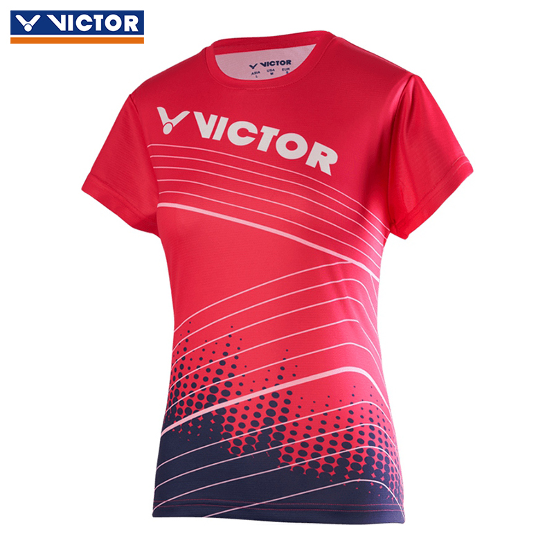 胜利VICTOR 羽毛球服 运动短袖透气舒适不粘身时尚新款 01010Q 玫红色 女款