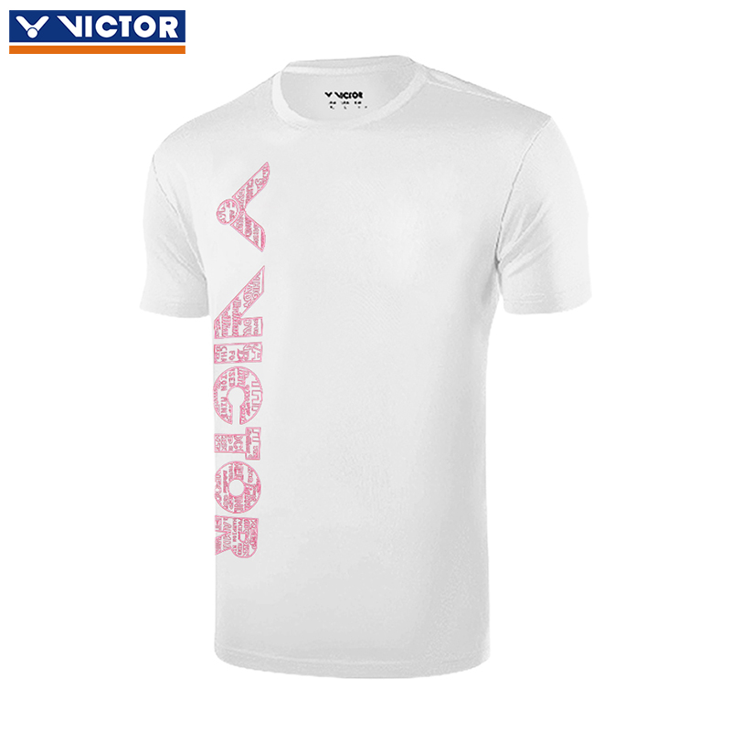 胜利VICTOR 羽毛球服速干透气不粘身时尚T恤 春夏款多色短袖 男女同款 00018A 白色