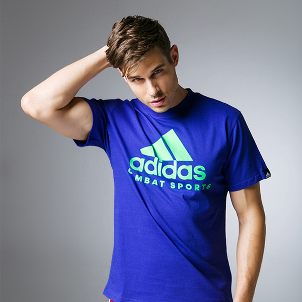 阿迪達斯Adidas 針織短袖T恤 純棉運動T恤ADICTCS 休閑跑步健身搏擊格斗 藍色 男款女款同款