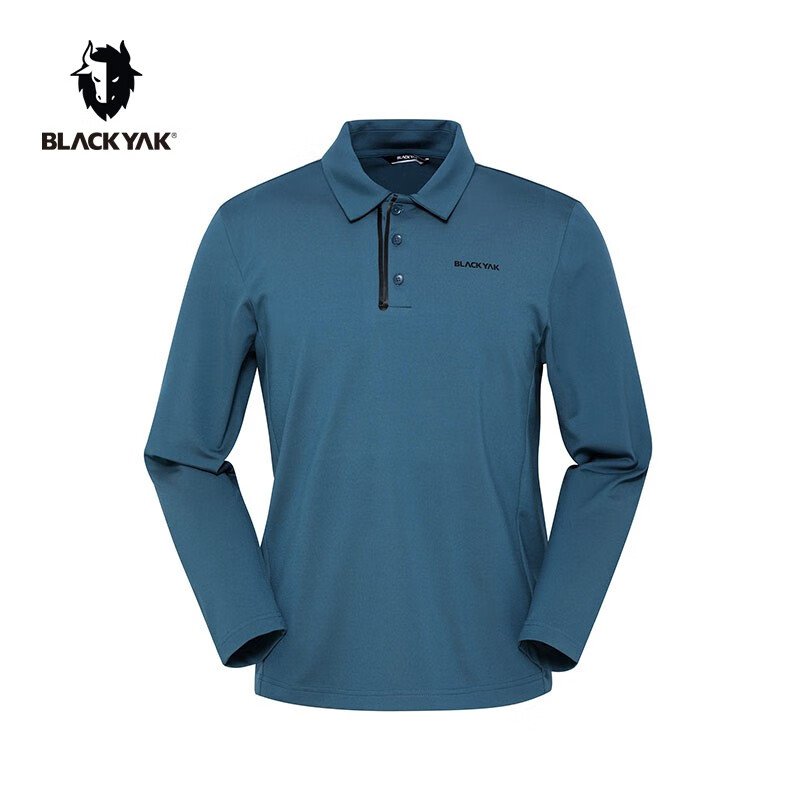 BLACK YAK 布来亚克 保暖高弹长袖T恤秋冬半拉链上衣FJM323 蓝灰色