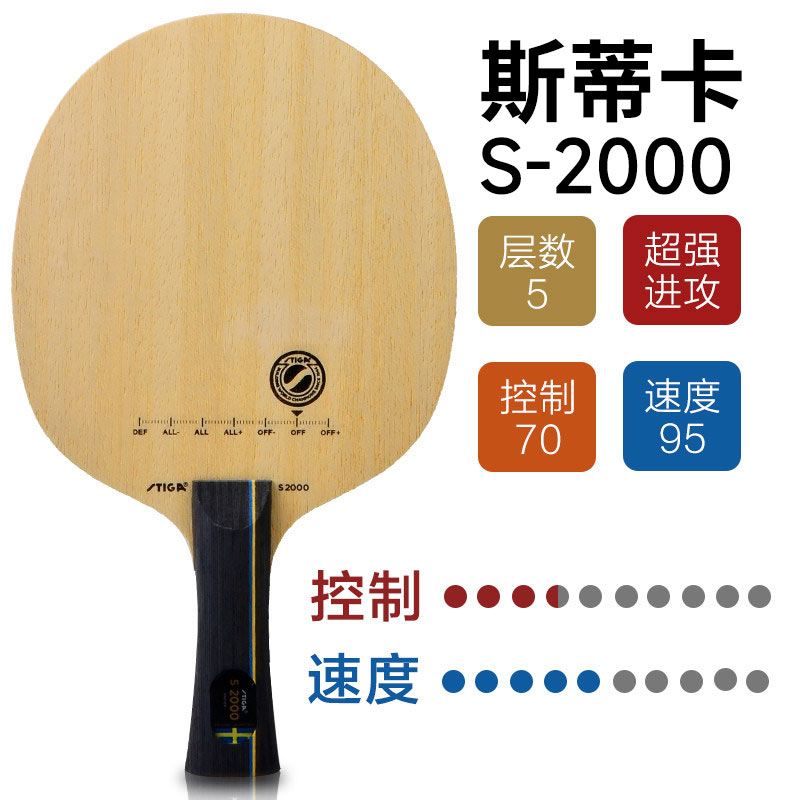 斯帝卡STIGA S-2000 乒乓底板（革命性的结构使球板不仅快 而且不失手感）