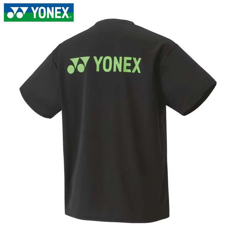 YONEX尤尼克斯羽毛球服 男女同款 运动休闲速干短袖T恤 YY运动服 16662YX 黑色