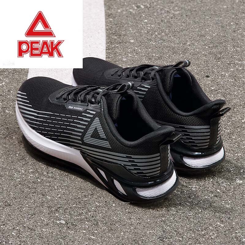 匹克秋季新款运动鞋子男士皮面防水休闲透气轻便减震跑步鞋 DH320377黑色/大白