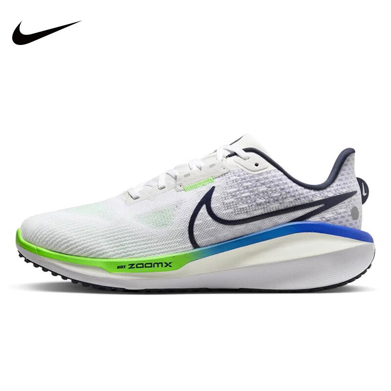 耐克（NIKE）男鞋2024新款AIR ZOOM VOMERO 17缓震动运跑步鞋 FB1309-100白蓝绿