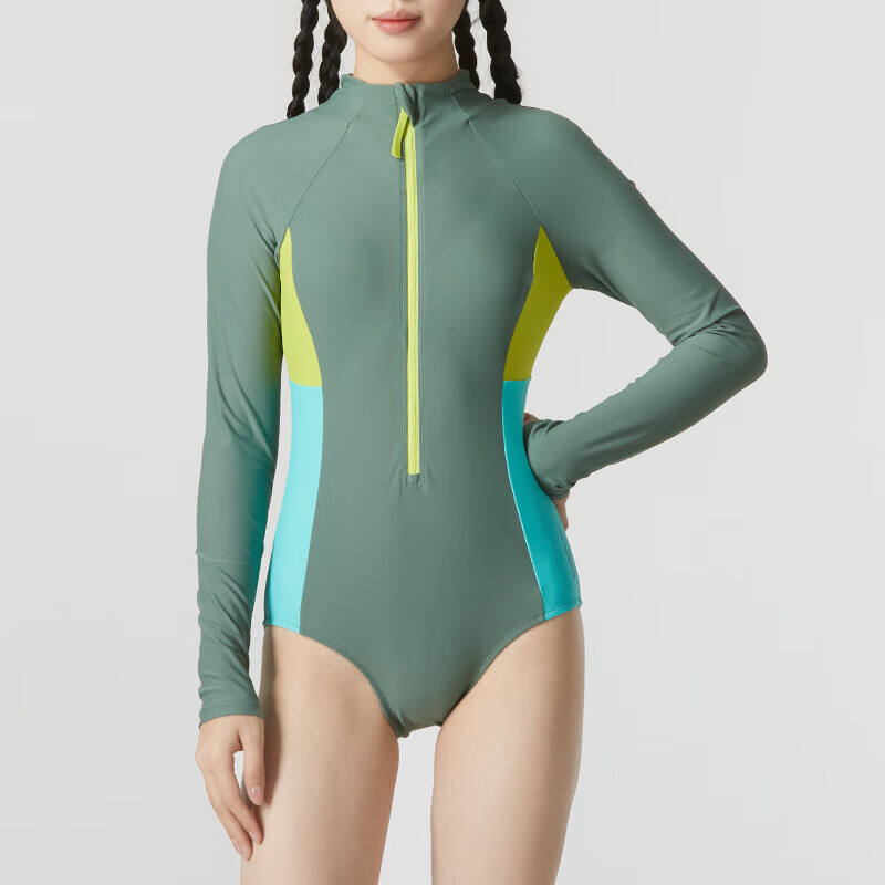 速比涛（Speedo）女士泳衣运动泳衣泳池游泳衣服连体泳衣舒适泳装 8-00442016002橄榄色
