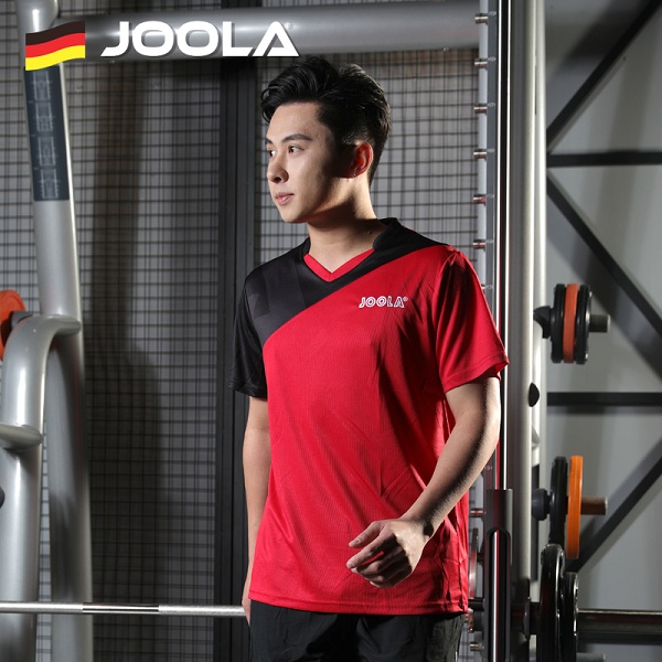 JOOLA优拉 尤拉乒乓球服 春夏运动短袖 比赛训练T恤 乒乓球短袖上衣 1202ACE 黑红色