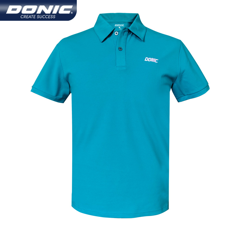 DONIC多尼克 乒乓球服 翻领运动短袖 男女同款休闲透气上衣 83230-012 艳彩蓝